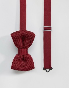 Бордовый вязаный галстук-бабочка в футляре 7X - Красный