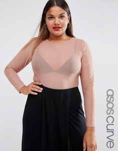 Боди из сеточки ASOS CURVE - Розовый