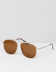 Солнцезащитные очки авиаторы матового золотистого цвета ASOS - Золотой