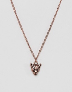 Ожерелье цвета розового золота с подвеской в виде пантеры ASOS - Золотой