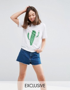Футболка с принтом кактусов Monki - Белый