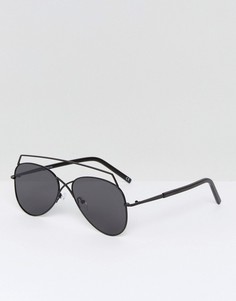 Солнцезащитные очки-авиаторы в черной оправе ASOS - Черный