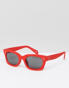 Красные квадратные солнцезащитные очки с прорезиненной отделкой ASOS - Красный
