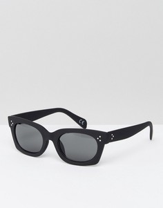 Черные квадратные солнцезащитные очки с прорезиненной отделкой ASOS - Черный