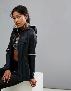 Куртка на молнии с капюшоном Nike Running Shield - Черный
