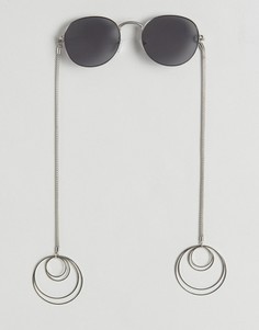 Круглые солнцезащитные очки с серьгами-кольцами ASOS - Серебряный
