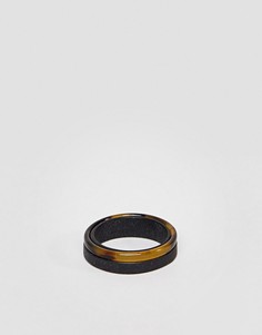 Черное матовое кольцо с камнем ASOS - Серебряный