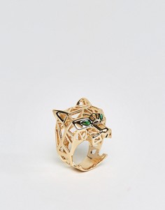 Золотистое кольцо с пантерой ASOS - Золотой