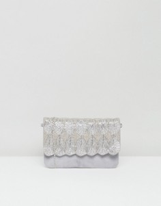 Замшевая сумка‑клатч с декоративной отделкой и съемным ремешком Park Lane - Серый