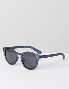 Круглые солнцезащитные очки в матовой синей оправе ASOS - Синий