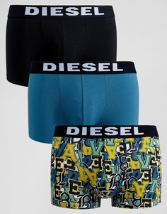 3 пары боксеров-брифов с принтом и логотипом на поясе Diesel - Мульти