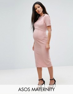 Фактурное структурированное платье с вырезами ASOS Maternity - Розовый