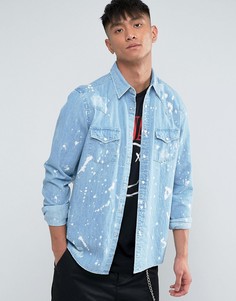 Джинсовая рубашка классического кроя в стиле вестерн ASOS - Синий