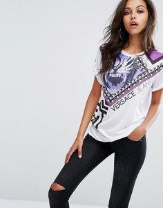 Футболка с логотипом и принтом тигра Versace Jeans - Белый