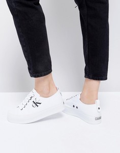 Белые парусиновые кроссовки на платформе Calvin Klein - Белый