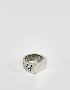 Шлифованное серебристое кольцо с печаткой и гравировкой Classics 77 - Серебряный