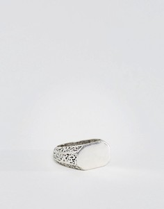 Кованое кольцо с печаткой цвета состаренного серебра Icon Brand - Серебряный