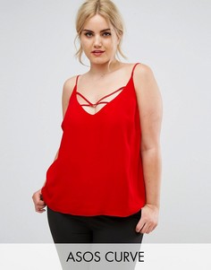 Свободный топ на бретельках ASOS CURVE - Красный