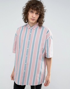Розовая свободная оксфордская рубашка в полоску ASOS - Красный