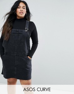 Выбеленный черный джинсовый сарафан ASOS CURVE - Черный