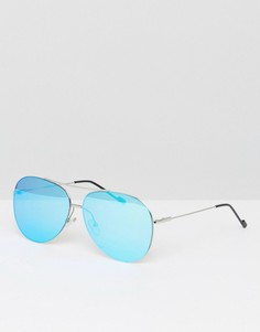 Солнцезащитные очки-авиаторы с синими стеклами Jeepers Peepers - Серебряный