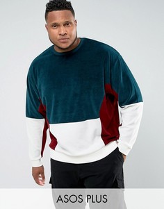 Велюровый oversize-свитшот со вставками ASOS PLUS - Черный