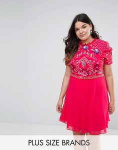 Короткое приталенное платье с отделкой Frock And Frill Plus - Розовый