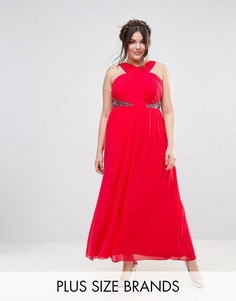 Платье макси с декоративной отделкой и перекрестной отделкой Little Mistress Plus - Красный
