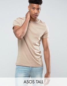 Бежевая футболка с отворотами на рукавах ASOS TALL - Бежевый