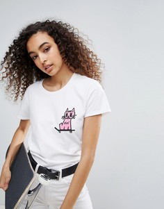 Свободная футболка New Love Club Skate Kitty - Белый
