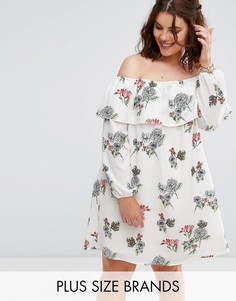 Платье с открытыми плечами и оборкой Alice & You - Мульти