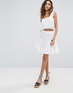Расклешенная юбка-мини с вышивкой ришелье Boohoo - Белый