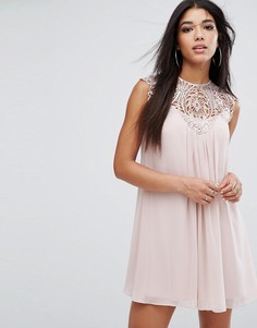 Свободное платье с кружевной отделкой Lipsy - Розовый