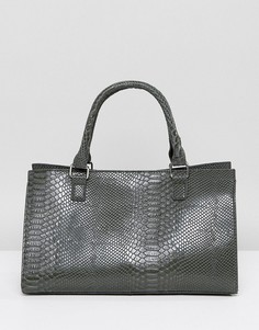 Структурированная серая сумка-тоут с отделкой под крокодиловую кожу Glamorous - Серый