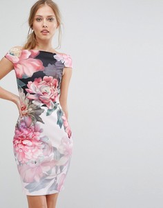 Платье с открытыми плечами и цветочным принтом Ted Baker - Мульти