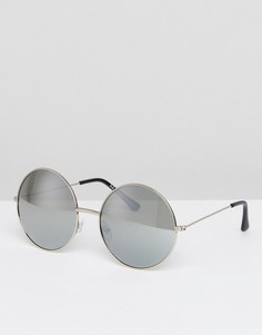 Круглые солнцезащитные очки в стиле oversize AJ Morgan - Серебряный