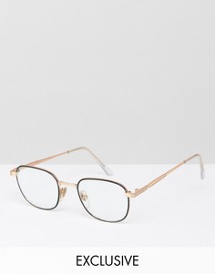 Круглые очки с прозрачными стеклами в черной оправе Reclaimed Vintage Inspired - Черный