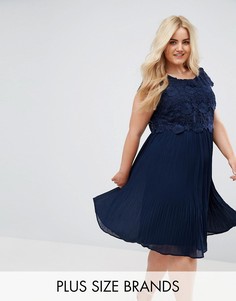 Платье с кружевным топом и плиссированной юбкой Lovedrobe - Темно-синий