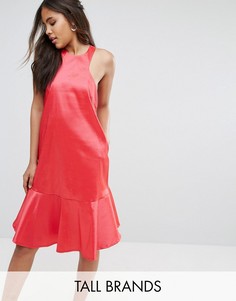 Платье миди с американской проймой и баской Y.A.S Studio Tall - Розовый