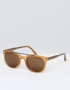 Круглые солнцезащитные очки янтарного цвета AJ Morgan - Золотой