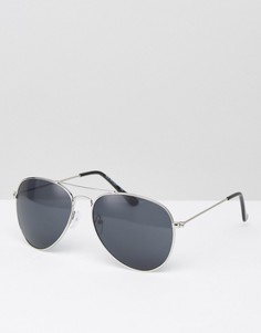 Солнцезащитные очки-авиаторы в серебристой металлической оправе AJ Morgan - Серебряный