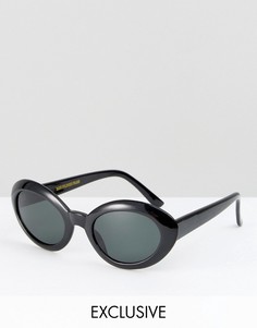 Круглые солнцезащитные очки в черной оправе Reclaimed Vintage - Черный