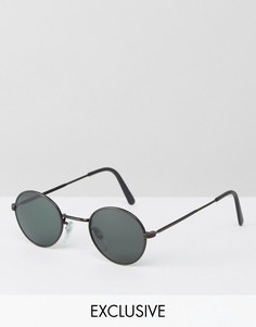 Черные солнцезащитные очки в круглой металлической оправе Reclaimed Vintage - Черный