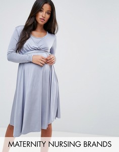 Свободное платье с запахом и поясом Bluebelle Maternity - Серый