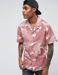 Рубашка с лацканами на воротнике и лиственным принтом Midnight Surf - Розовый