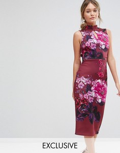 Платье-футляр с воротником в восточном стиле и короткими рукавами True Violet - Мульти