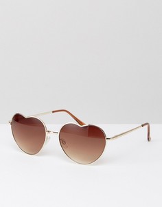 Солнцезащитные очки в металлической оправе с градиентными стеклами в форме сердец South Beach - Золотой