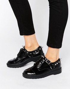 Массивные кожаные туфли на шнуровке с заклепками T.U.K. - Черный
