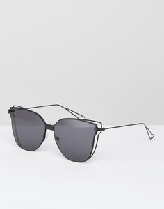 Черные солнцезащитные очки кошачий глаз с плоскими стеклами AJ Morgan - Черный
