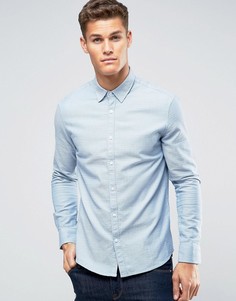 Рубашка слим из фактурной ткани Burton Menswear - Синий